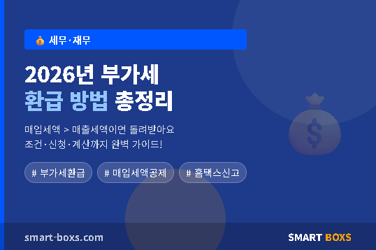 2026년 부가세 환급 방법 총정리 - 조건·신청·계산 완벽 가이드