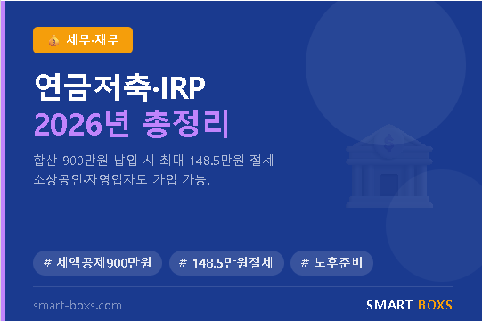 연금저축 IRP 2026년 세액공제 가입방법 총정리