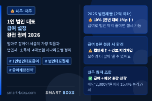 1인 법인 대표 급여 설정 완전 정리 2026 세금 최적화