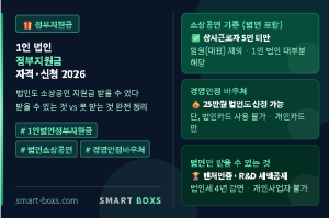 1인 법인 정부지원금 자격 신청 완전 정리 2026 소상공인